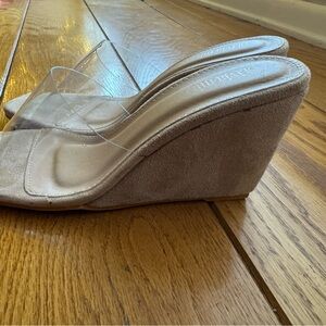 Transparent Beige Wedge Sandals